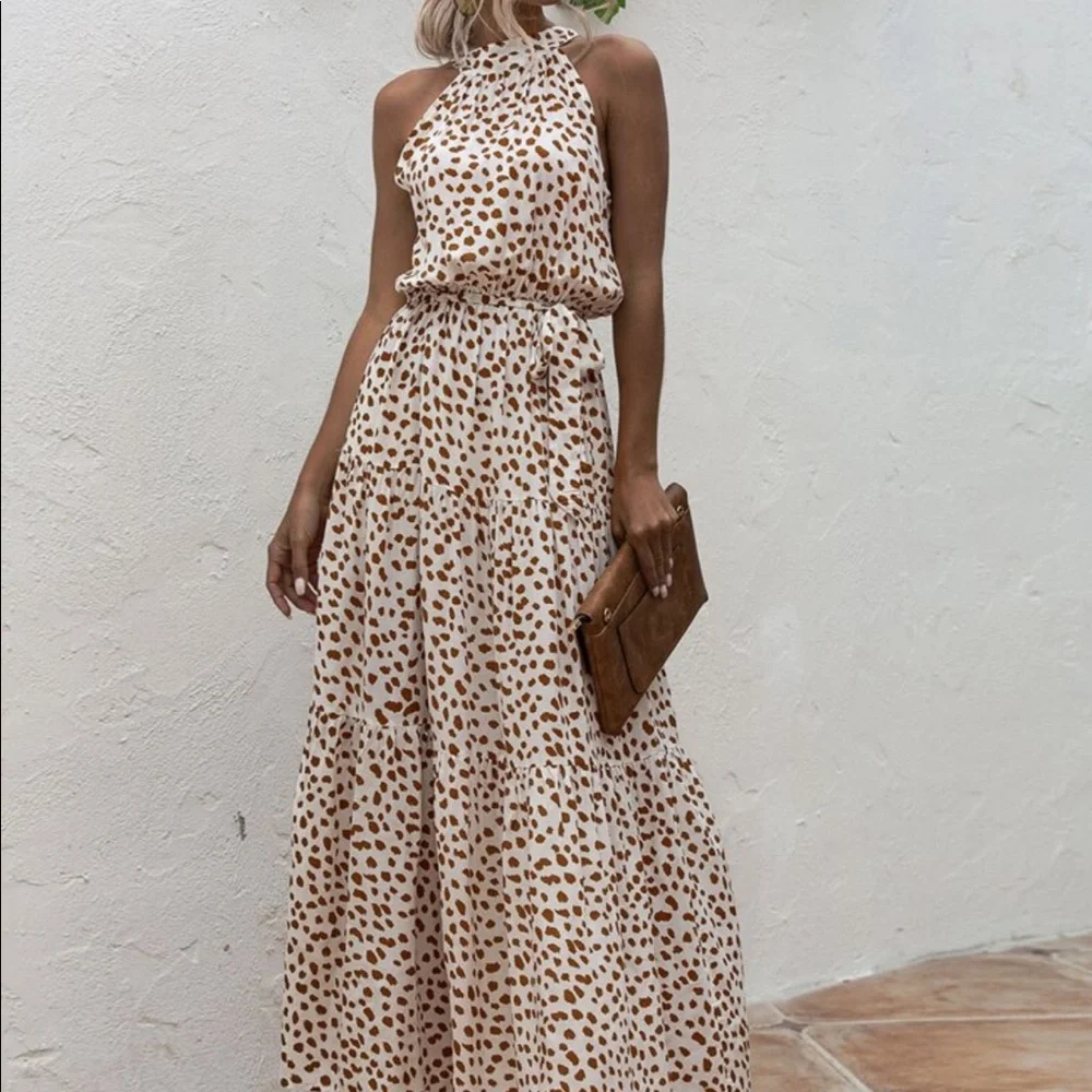 Boho gypsy Abstract Print halter maxi dress - Picture 3 of 3